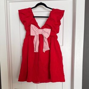 Vici Red Dress with Pink Bow size medium